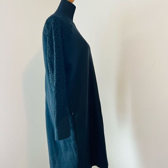 AKRIS PUNTO BERGDORF GOODMAN BLACK LONG SLEEVE DRESS WITH LACE SLEEVES SIZE 10 - Picture 9 of 10